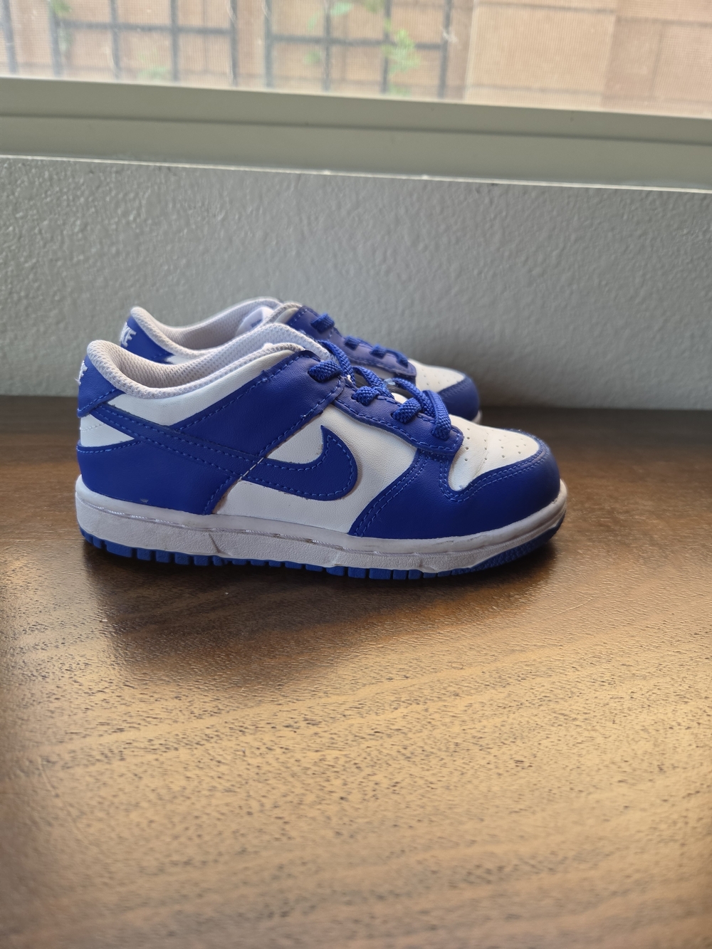 Nike Kids' Blue and White Dunk Low Sneakers 10C